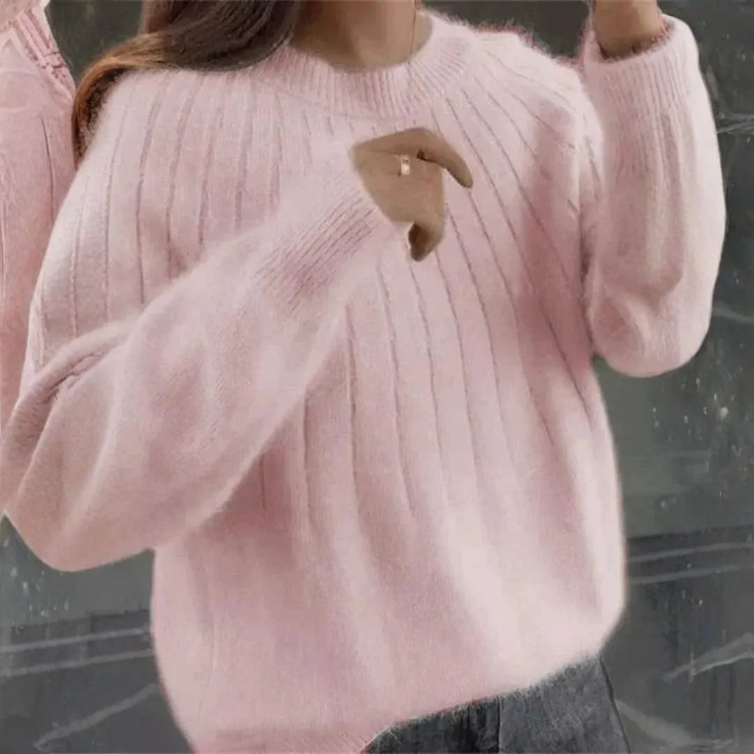 Women's Ribbed Cashmere Knit Sweater-Fashinly