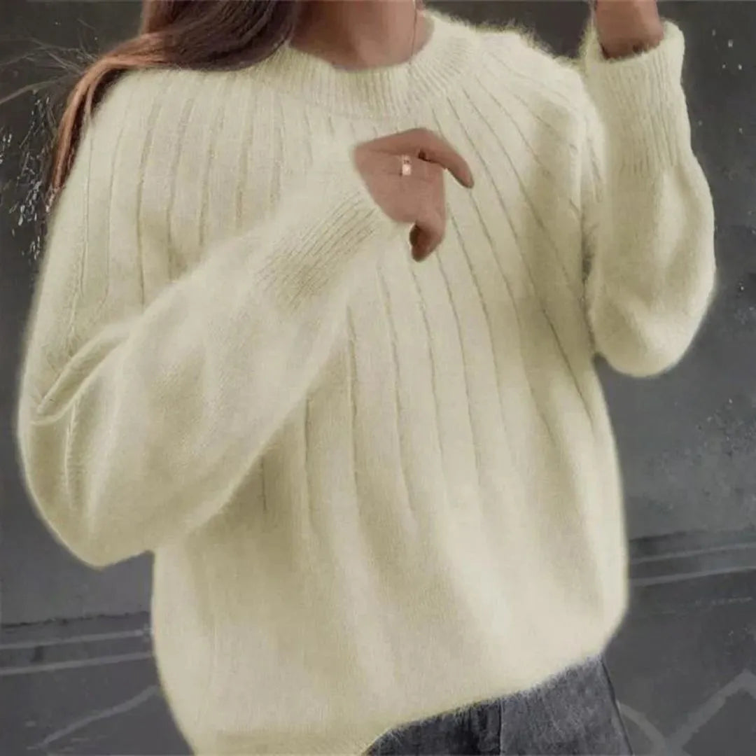 Women's Ribbed Cashmere Knit Sweater-Fashinly