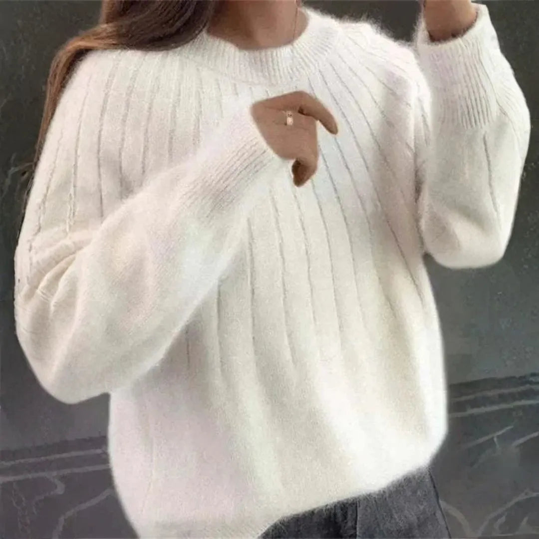 Women's Ribbed Cashmere Knit Sweater-Fashinly