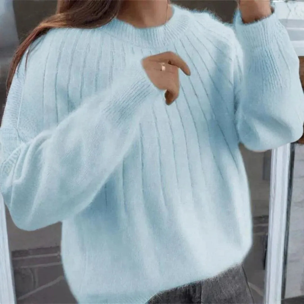 Women's Ribbed Cashmere Knit Sweater-Fashinly