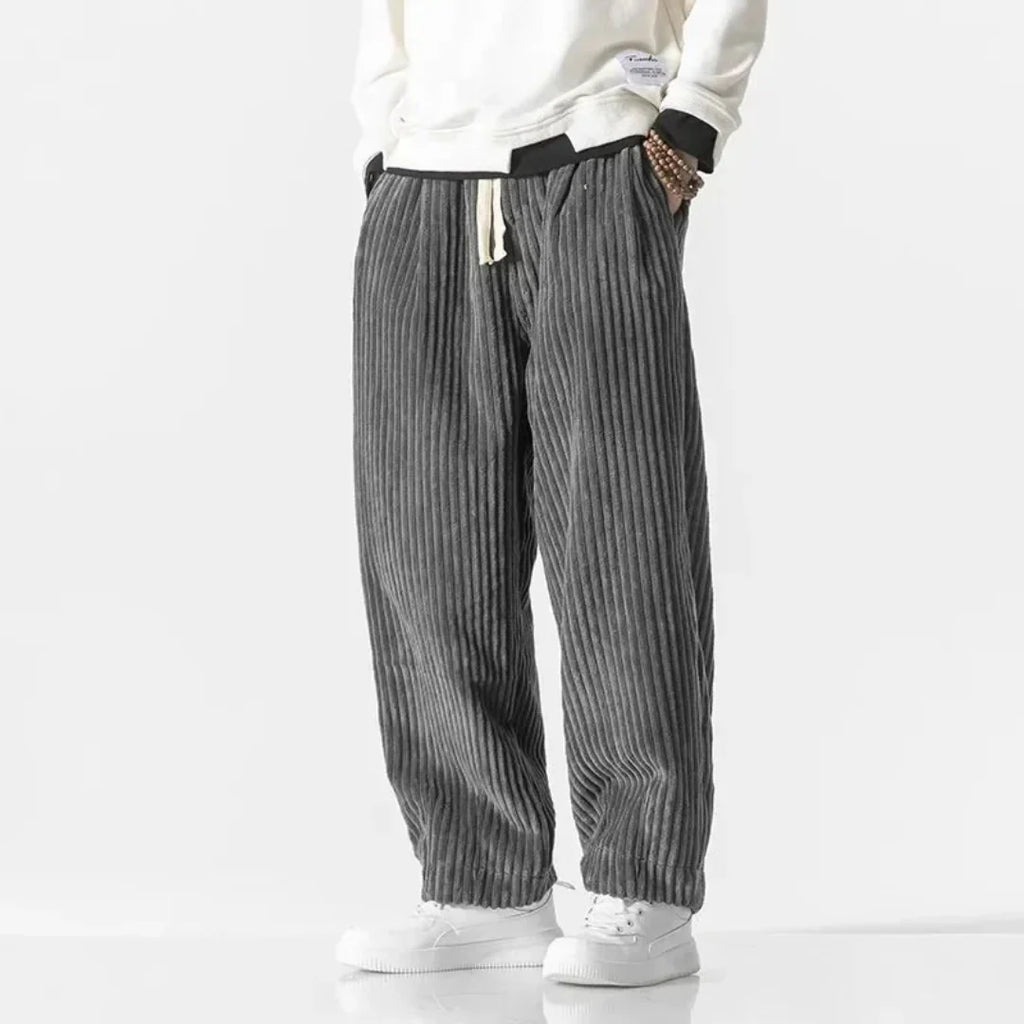 Men's Wide-Leg Corduroy Pants-Fashinly
