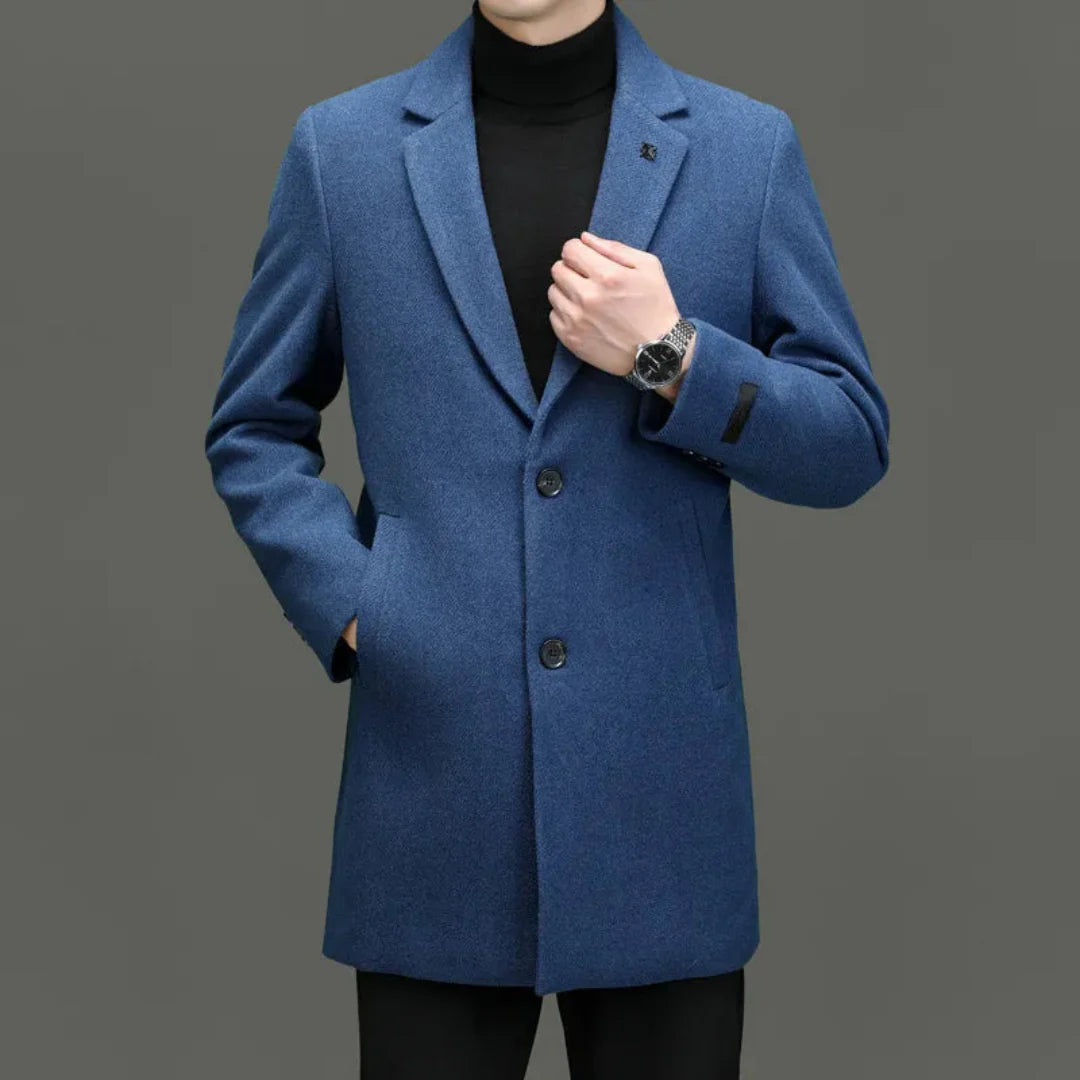 Men's Single-Breasted Wool Overcoat-Fashinly