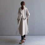 Women's Belted Wool Long Coat-Fashinly