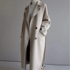 Women's Belted Wool Long Coat-Fashinly