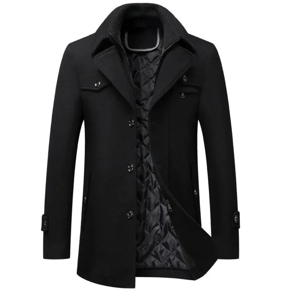 Men's Quilted Cashmere Overcoat - Camden Style-Fashinly