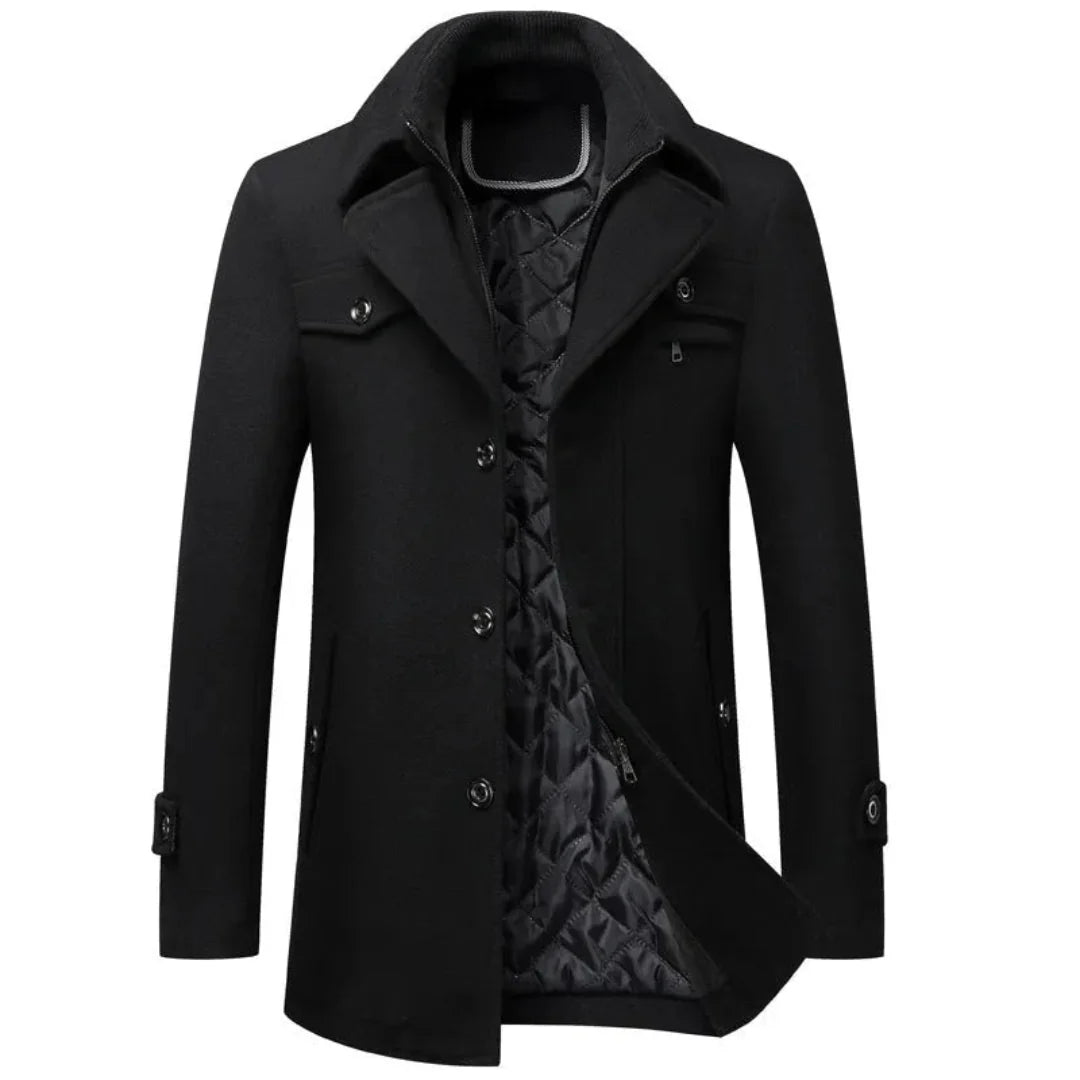 Men's Quilted Cashmere Overcoat - Camden Style-Fashinly