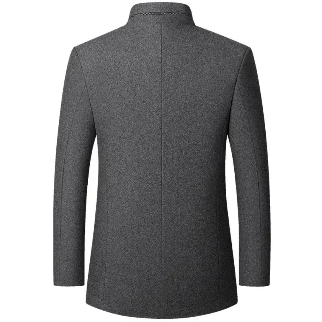 Men's Stand Collar Wool Overcoat-Fashinly