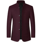 Men's Stand Collar Wool Overcoat-Fashinly