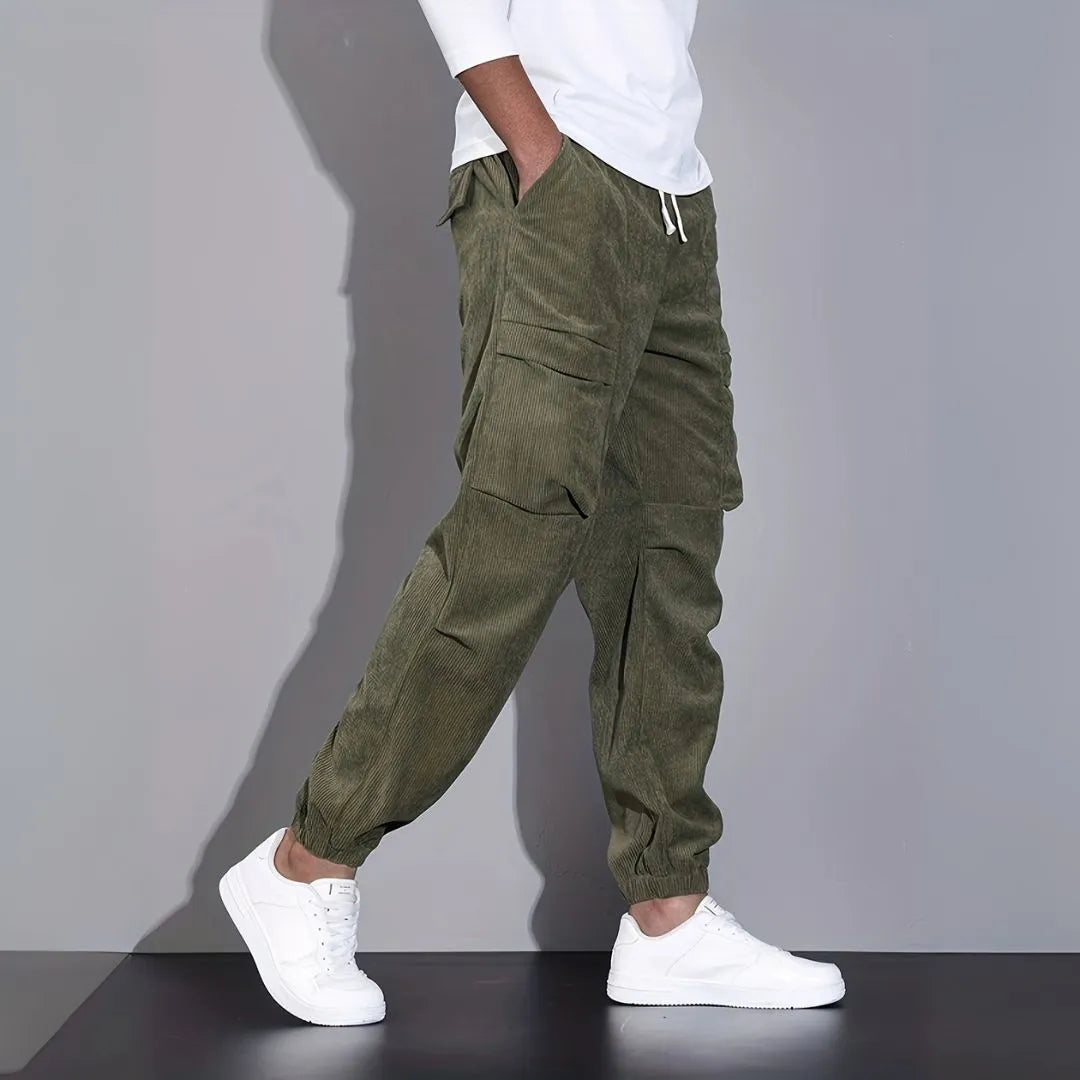 Men's Ultra-Soft Corduroy Cargo Pants-Fashinly