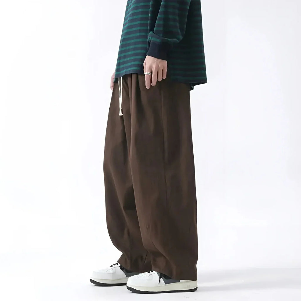 Men's Oversized Pleated Cotton Pants-Fashinly