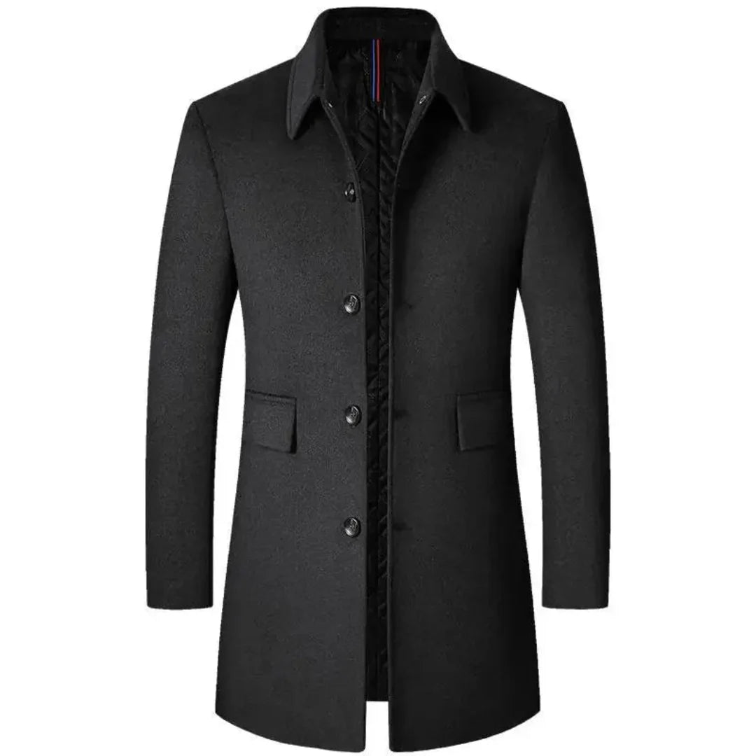 Men's Insulated Wool Overcoat-Fashinly