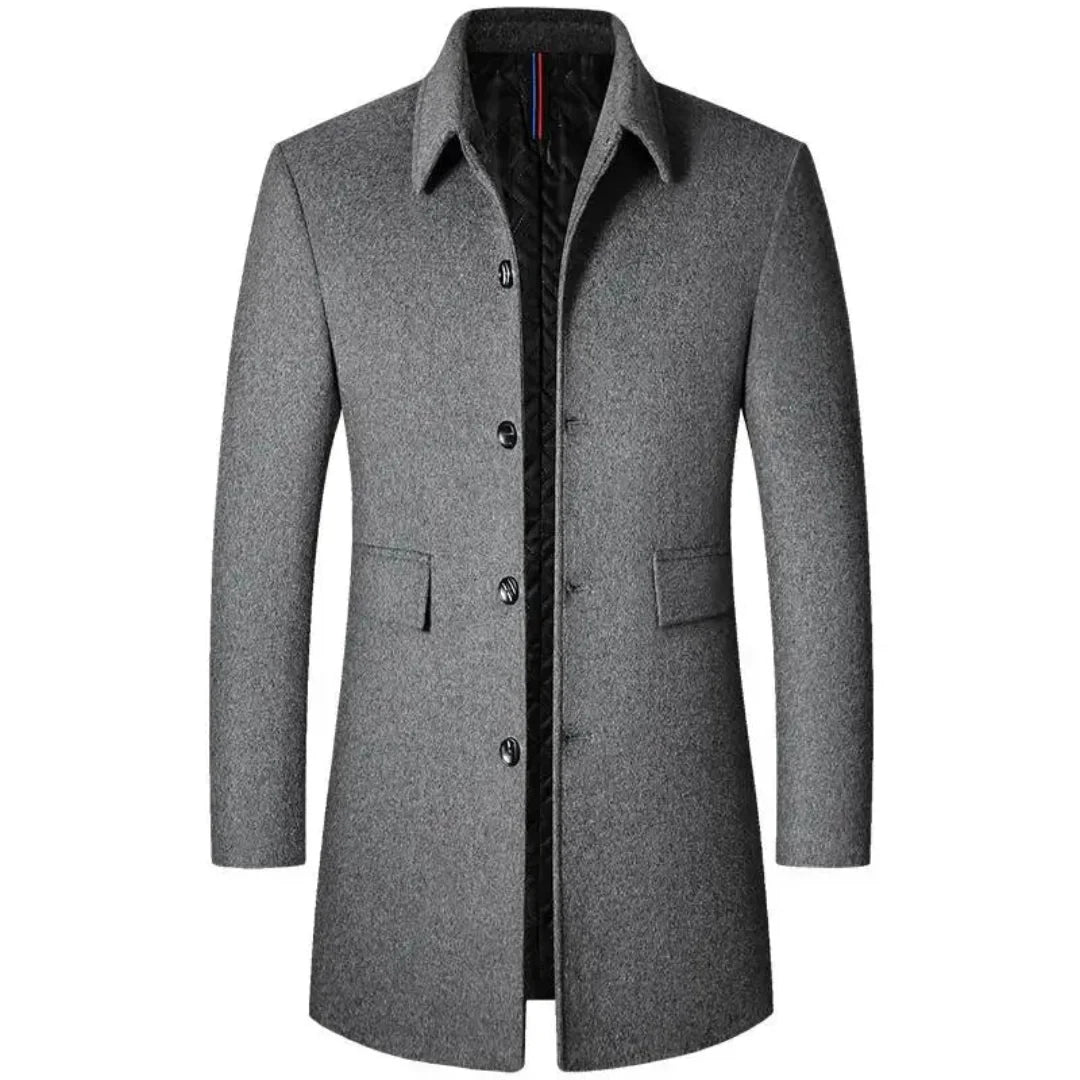 Men's Insulated Wool Overcoat-Fashinly