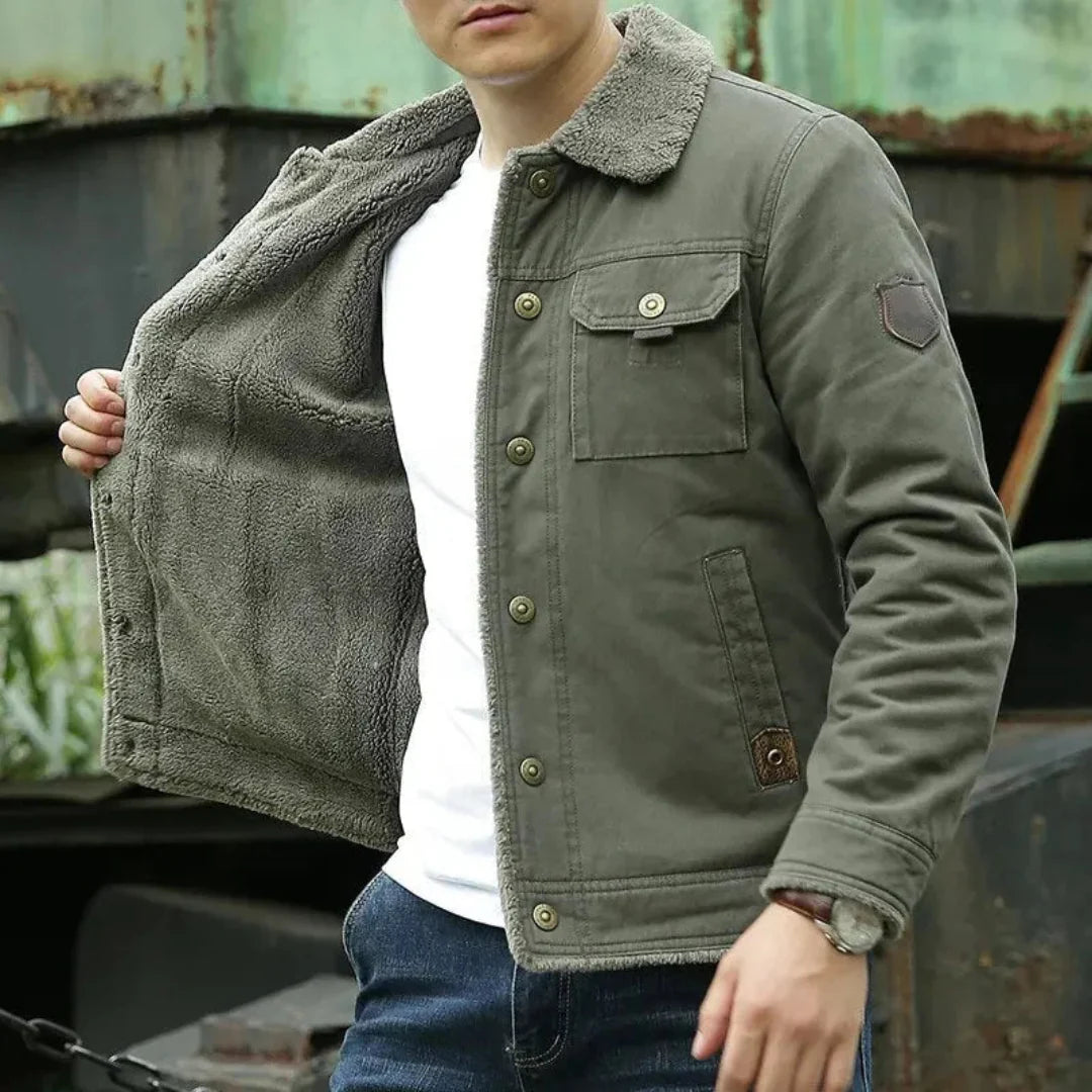 Men's Fleece-Lined Utility Jacket-Fashinly