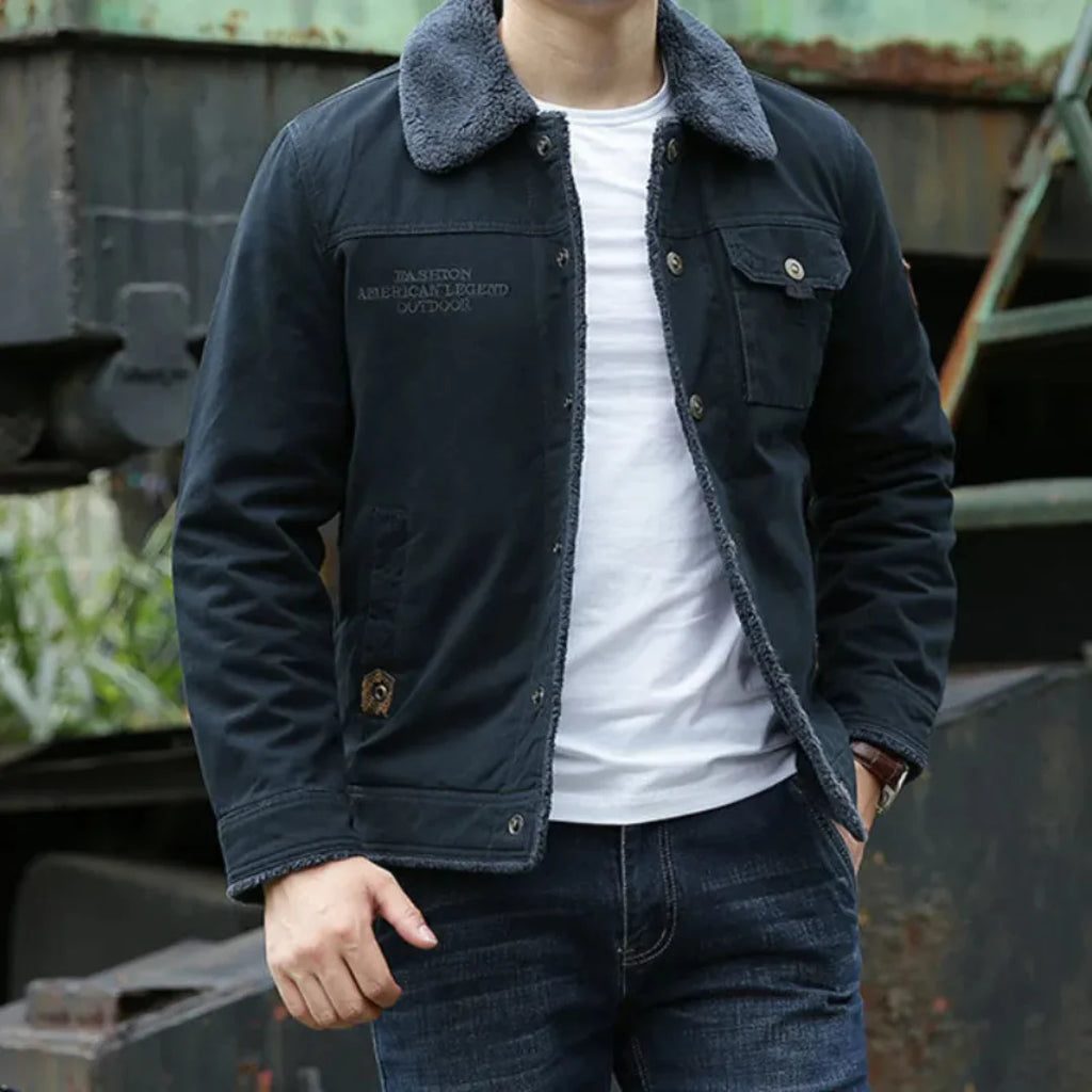 Men's Fleece-Lined Utility Jacket-Fashinly