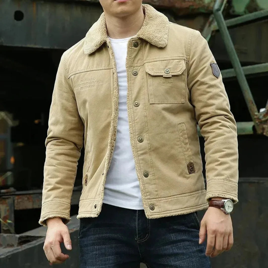 Men's Fleece-Lined Utility Jacket-Fashinly