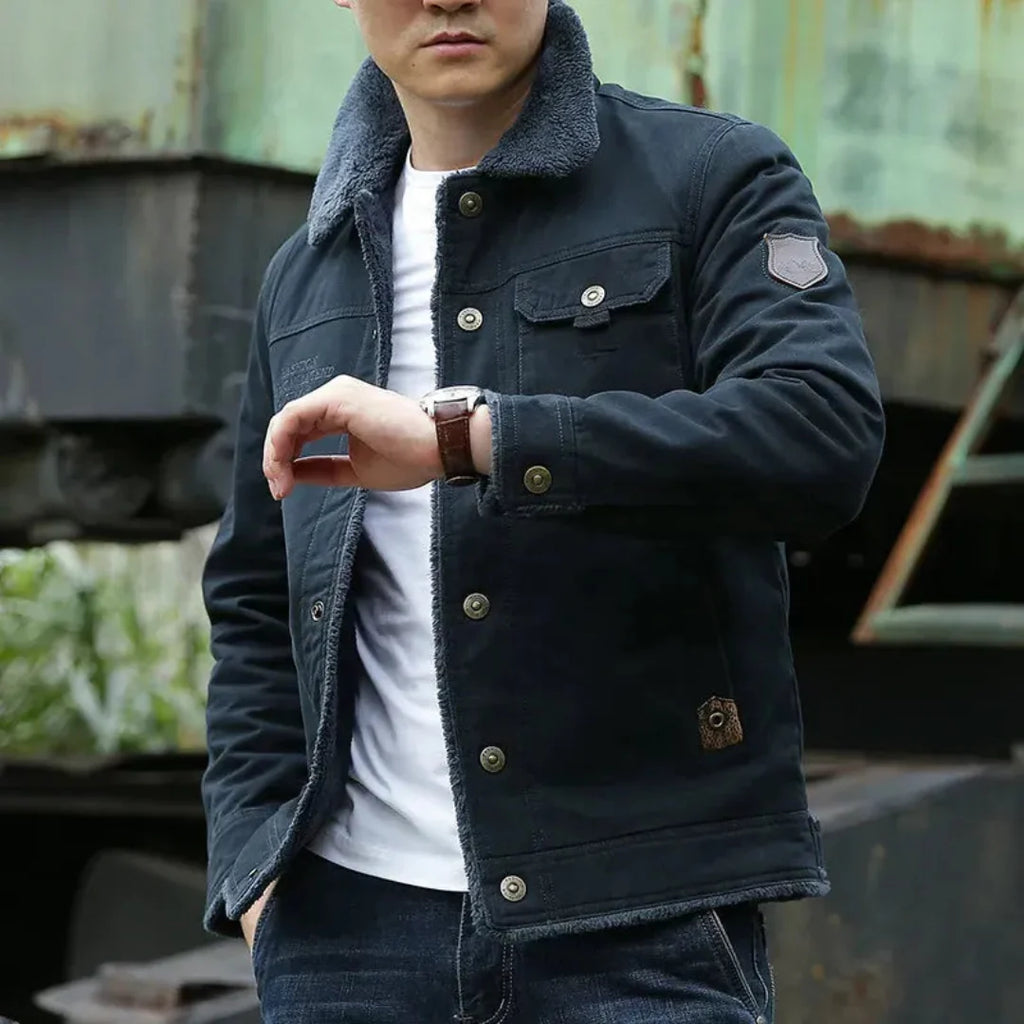 Men's Fleece-Lined Utility Jacket-Fashinly