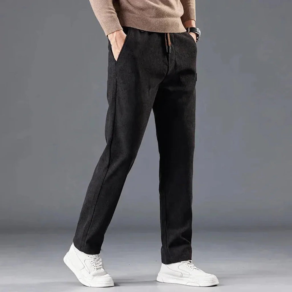 Men's Slim Fit Corduroy Drawstring Pants-Fashinly