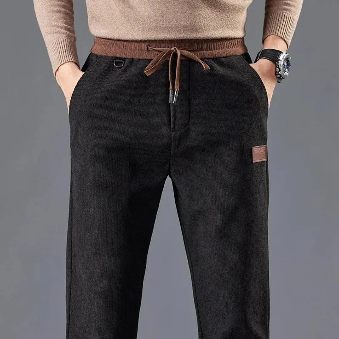 Men's Slim Fit Corduroy Drawstring Pants-Fashinly