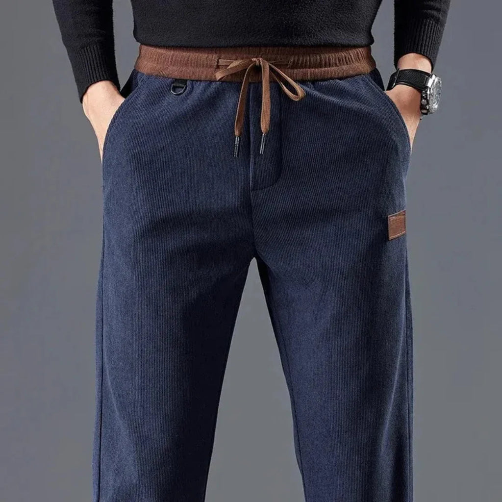 Men's Slim Fit Corduroy Drawstring Pants-Fashinly