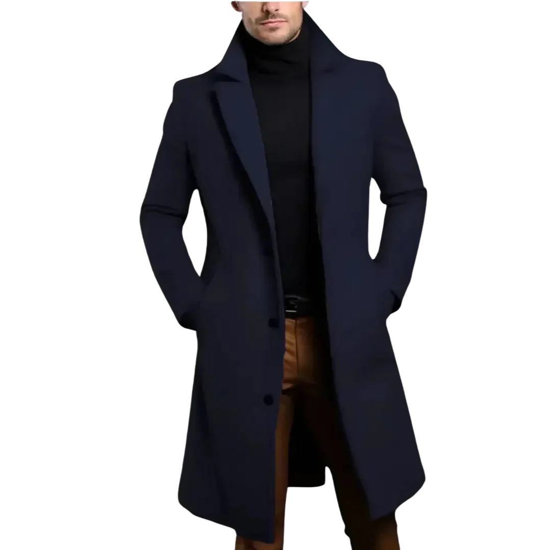 Men's Tailored Wool-Blend Overcoat-Fashinly