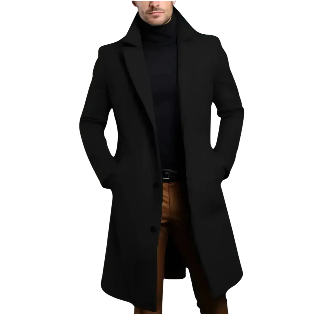 Men's Tailored Wool-Blend Overcoat-Fashinly