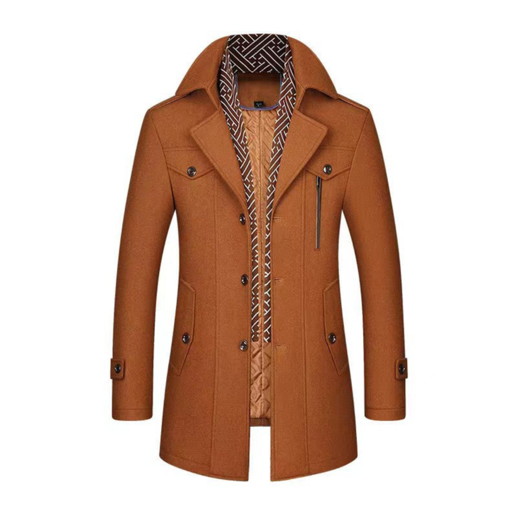 Men's Tailored Long Wool Coat-Fashinly