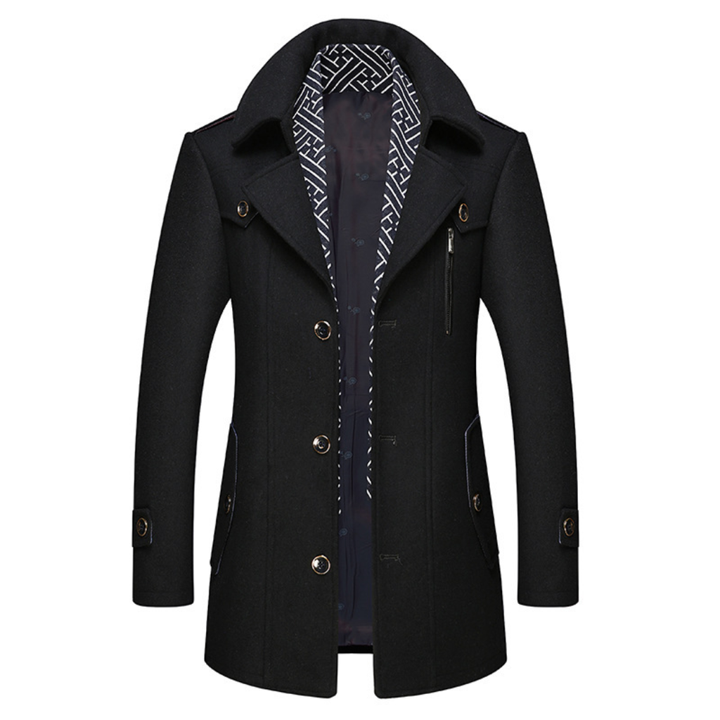 Men's Tailored Long Wool Coat-Fashinly