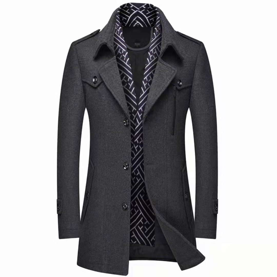 Men's Tailored Long Wool Coat-Fashinly