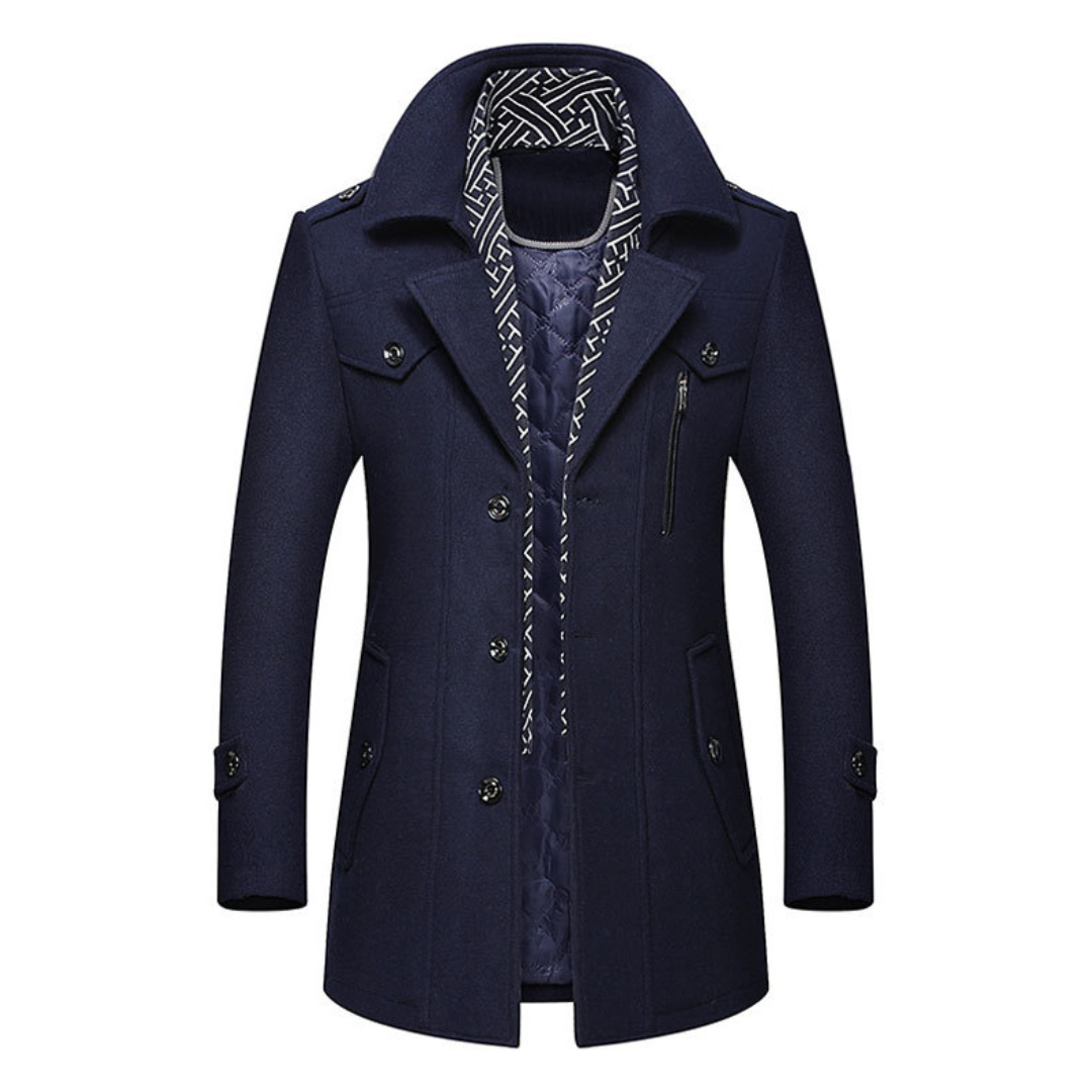 Men's Tailored Long Wool Coat-Fashinly