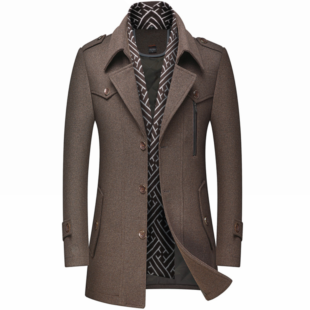 Men's Tailored Long Wool Coat-Fashinly