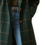 Women's Long Plaid Coat-Fashinly