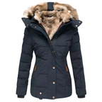 Women's Hooded Plush-Lined Puffer Jacket-Fashinly