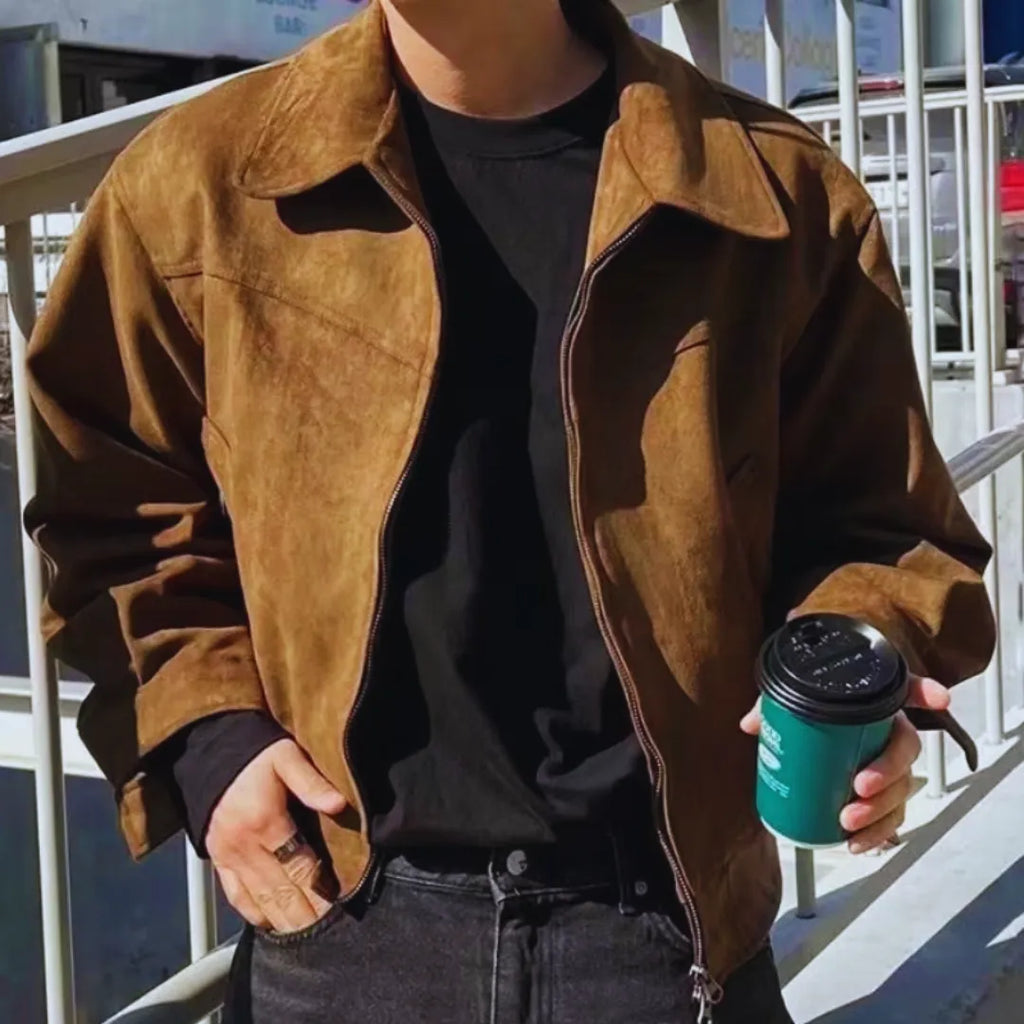 Men's Suede Jacket - Stylish and Versatile Outerwear-Fashinly
