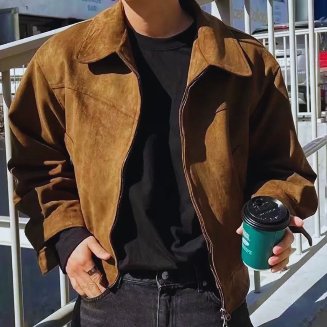 Men's Suede Jacket - Stylish and Versatile Outerwear-Fashinly