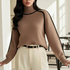Women's Contour-Trim Turtleneck Sweater-Fashinly
