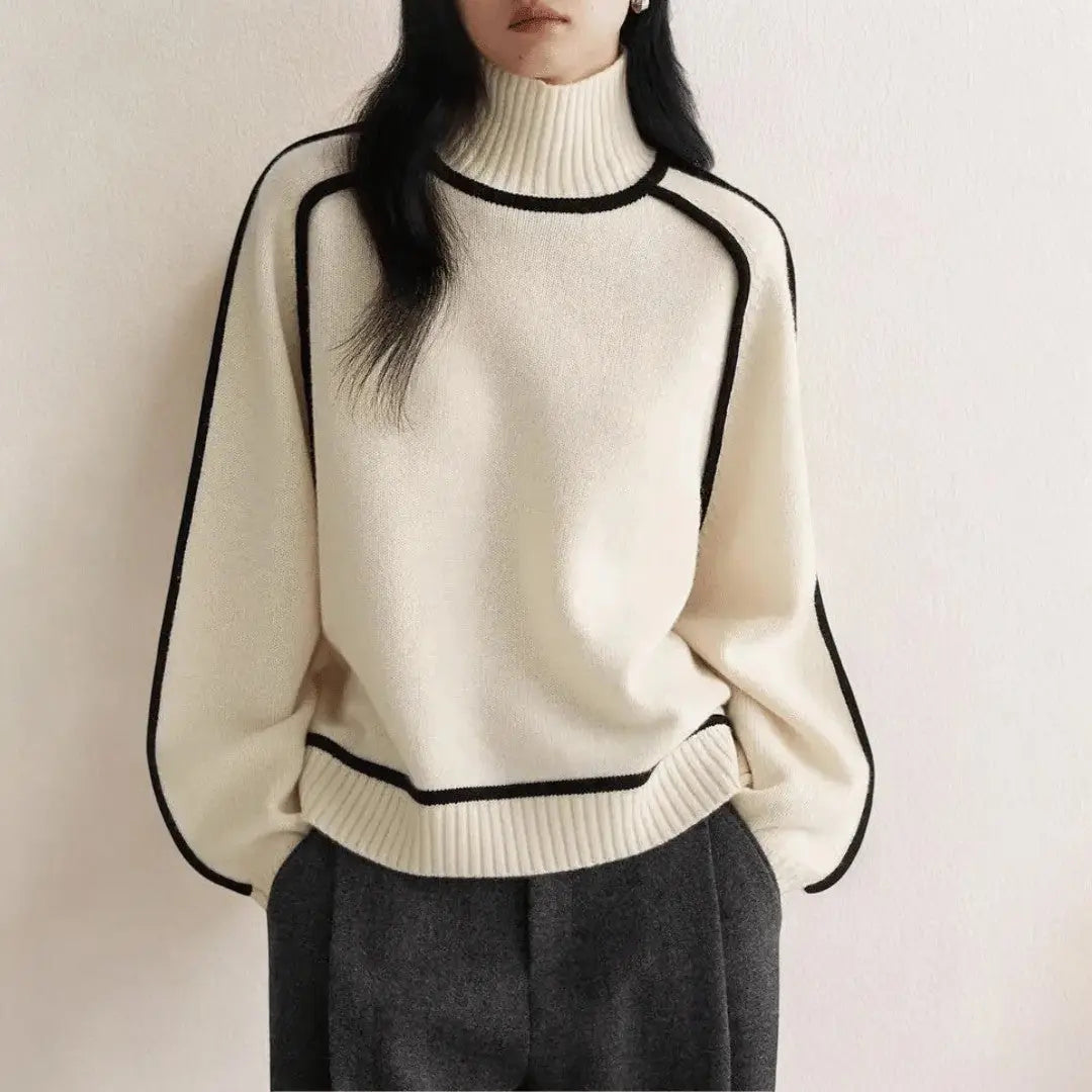 Women's Contour-Trim Turtleneck Sweater-Fashinly