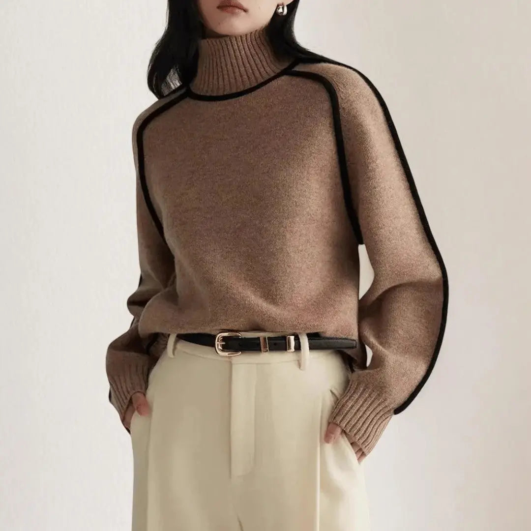 Women's Contour-Trim Turtleneck Sweater-Fashinly