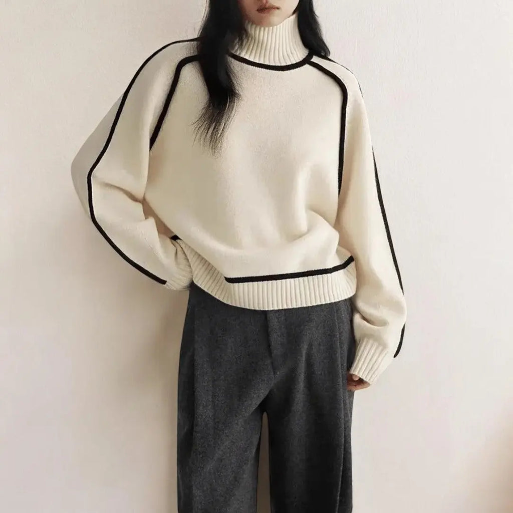 Women's Contour-Trim Turtleneck Sweater-Fashinly