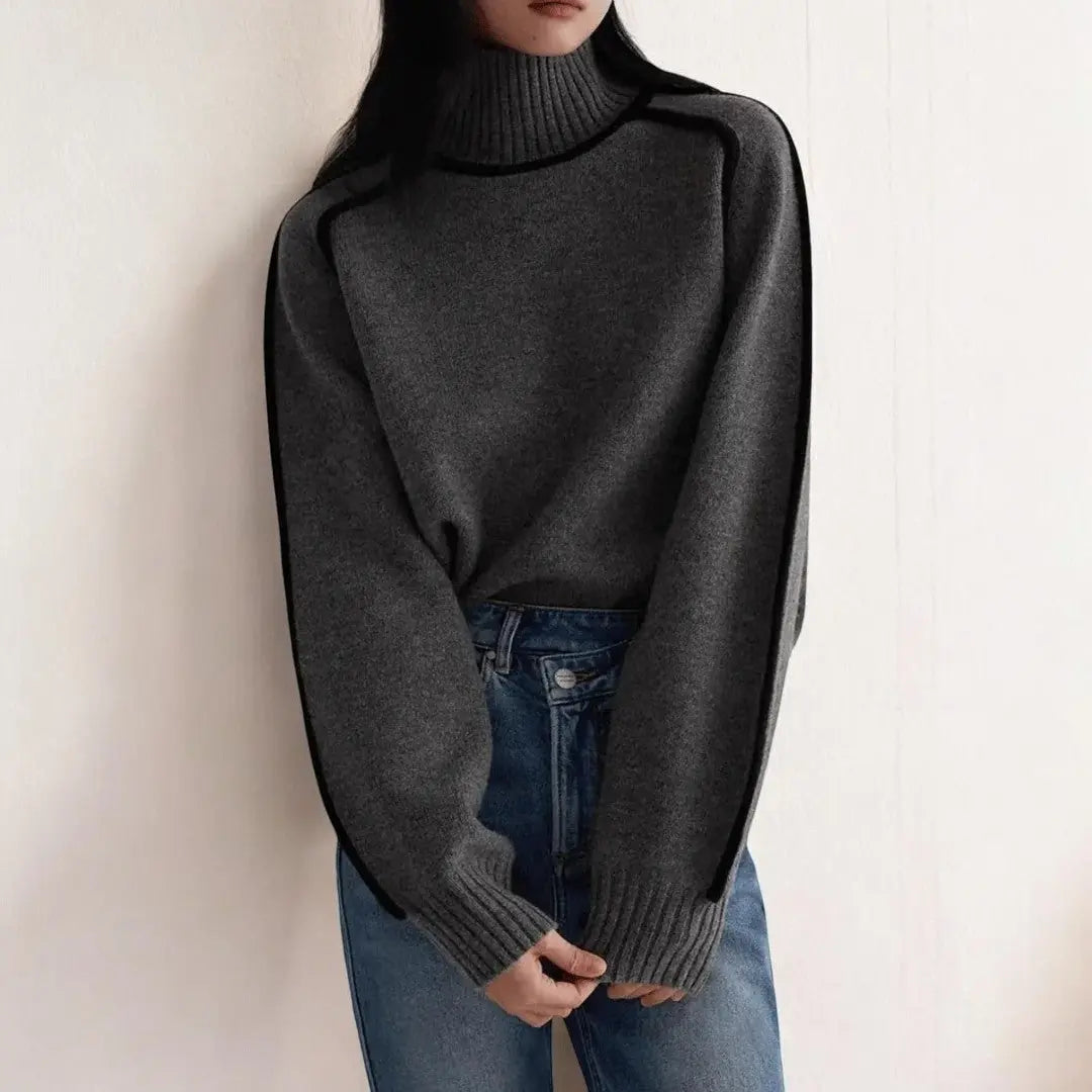 Women's Contour-Trim Turtleneck Sweater-Fashinly