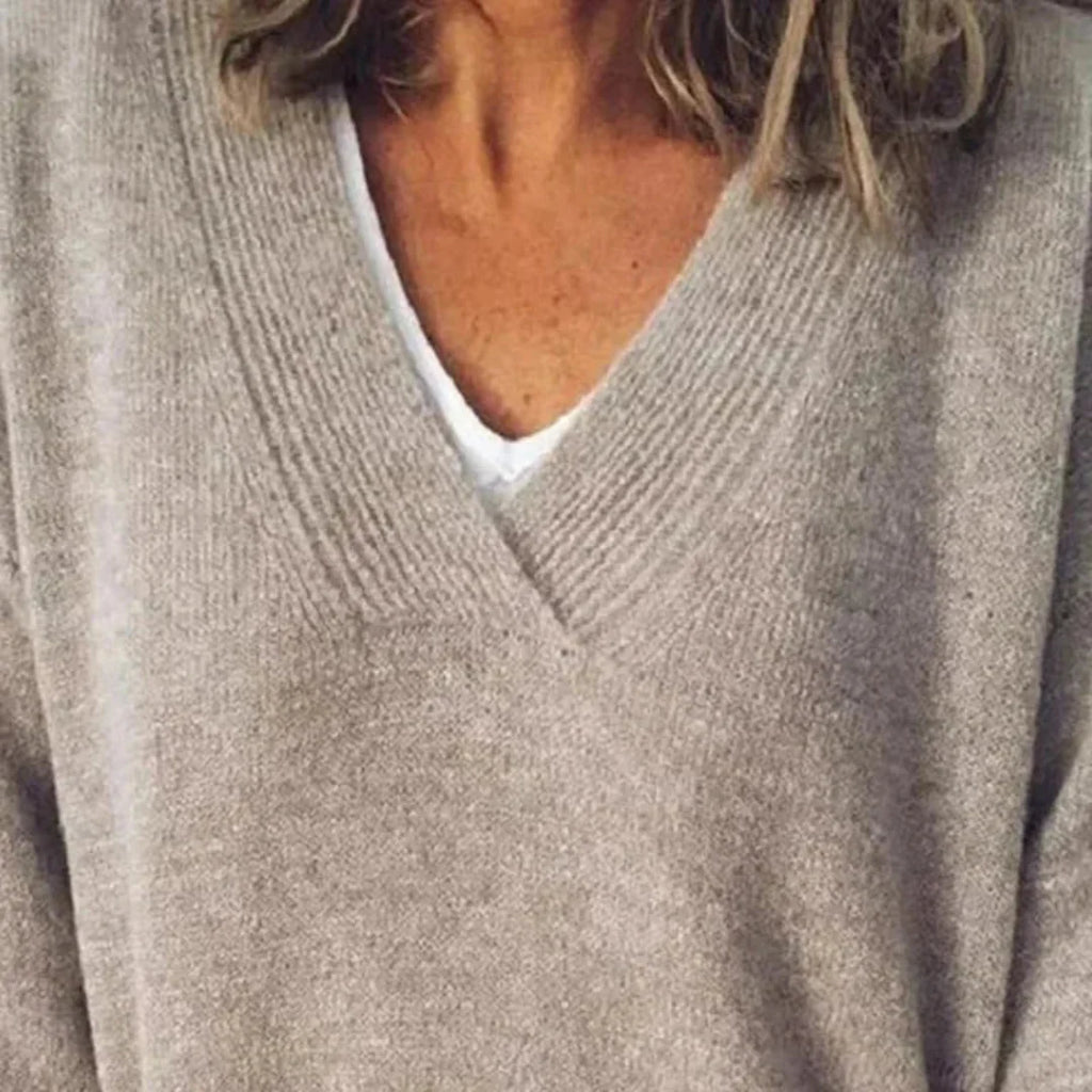 Women's V-Neck Cashmere Sweater-Fashinly