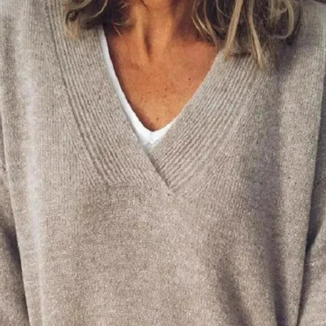 Women's V-Neck Cashmere Sweater-Fashinly
