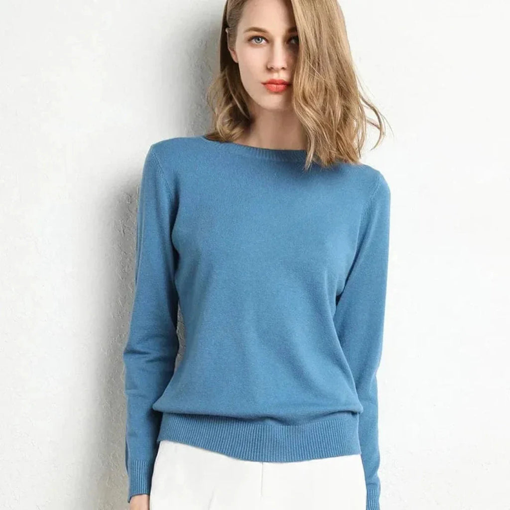 Women's Cashmere Crew Neck Sweater-Fashinly