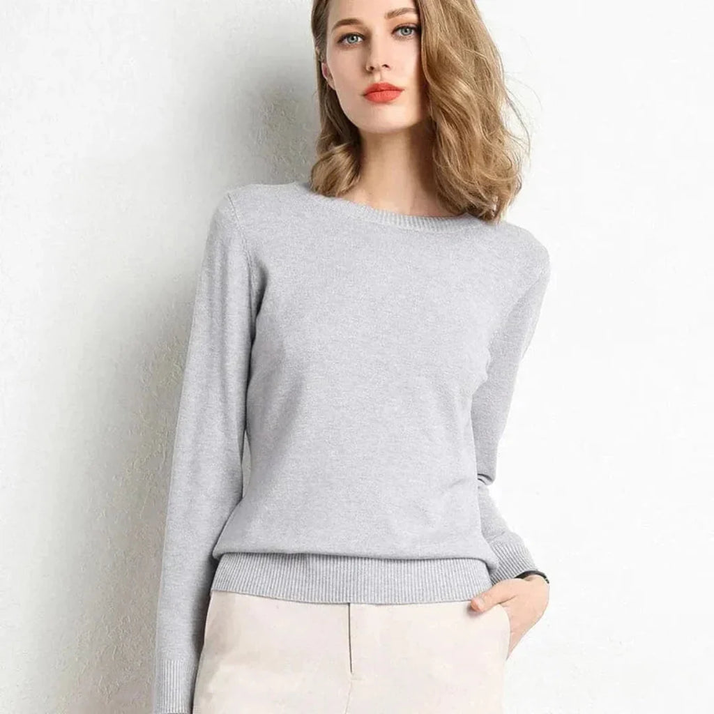 Women's Cashmere Crew Neck Sweater-Fashinly