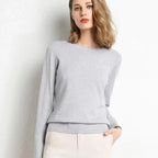 Women's Cashmere Crew Neck Sweater-Fashinly