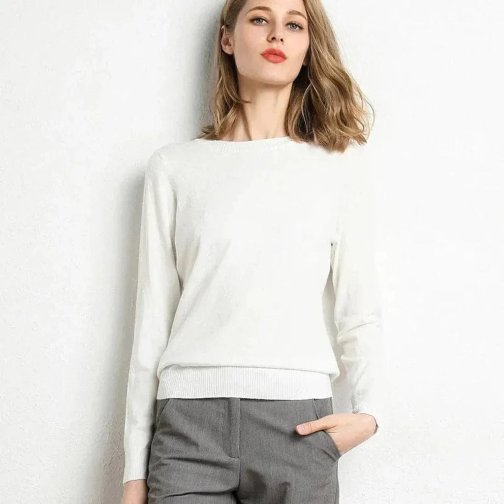 Women's Cashmere Crew Neck Sweater-Fashinly