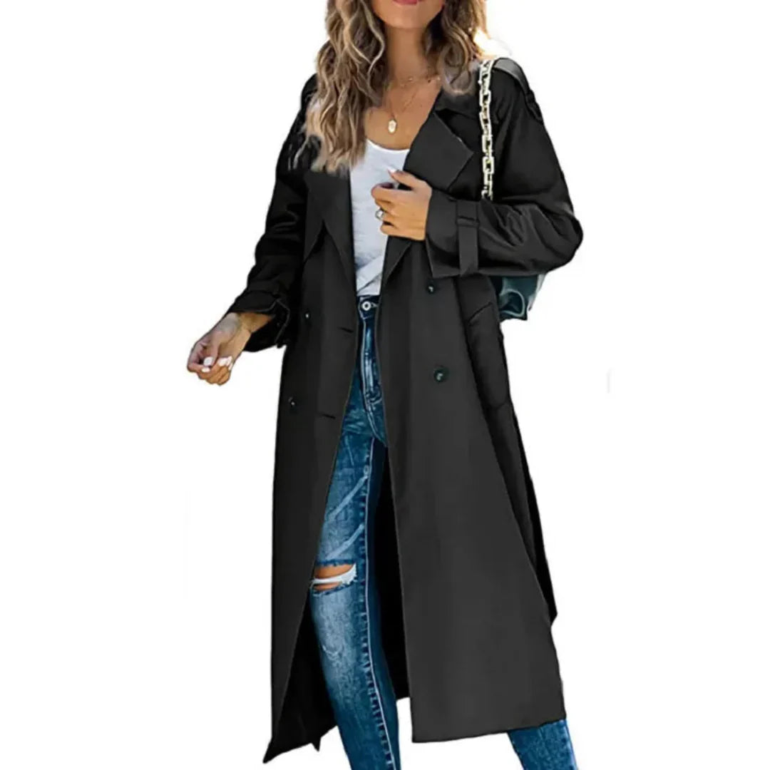Women's Elegant Long Trench Coat-Fashinly