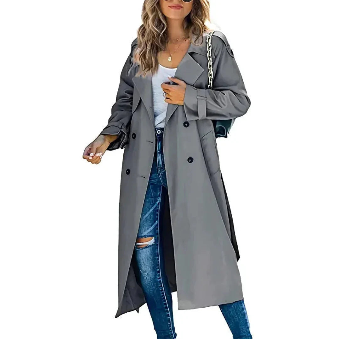 Women's Elegant Long Trench Coat-Fashinly