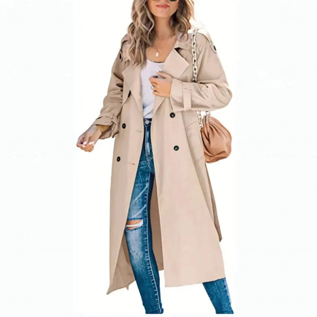 Women's Elegant Long Trench Coat-Fashinly