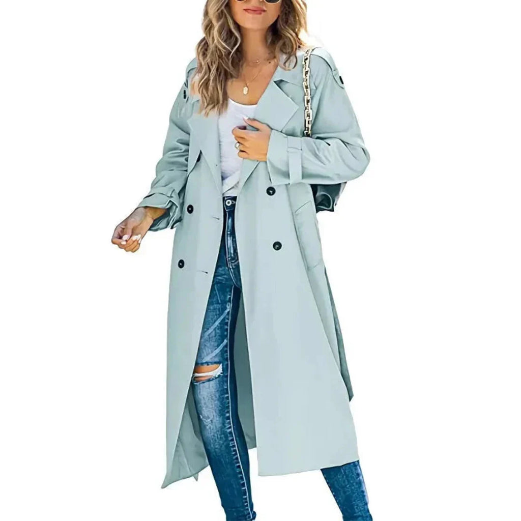 Women's Elegant Long Trench Coat-Fashinly