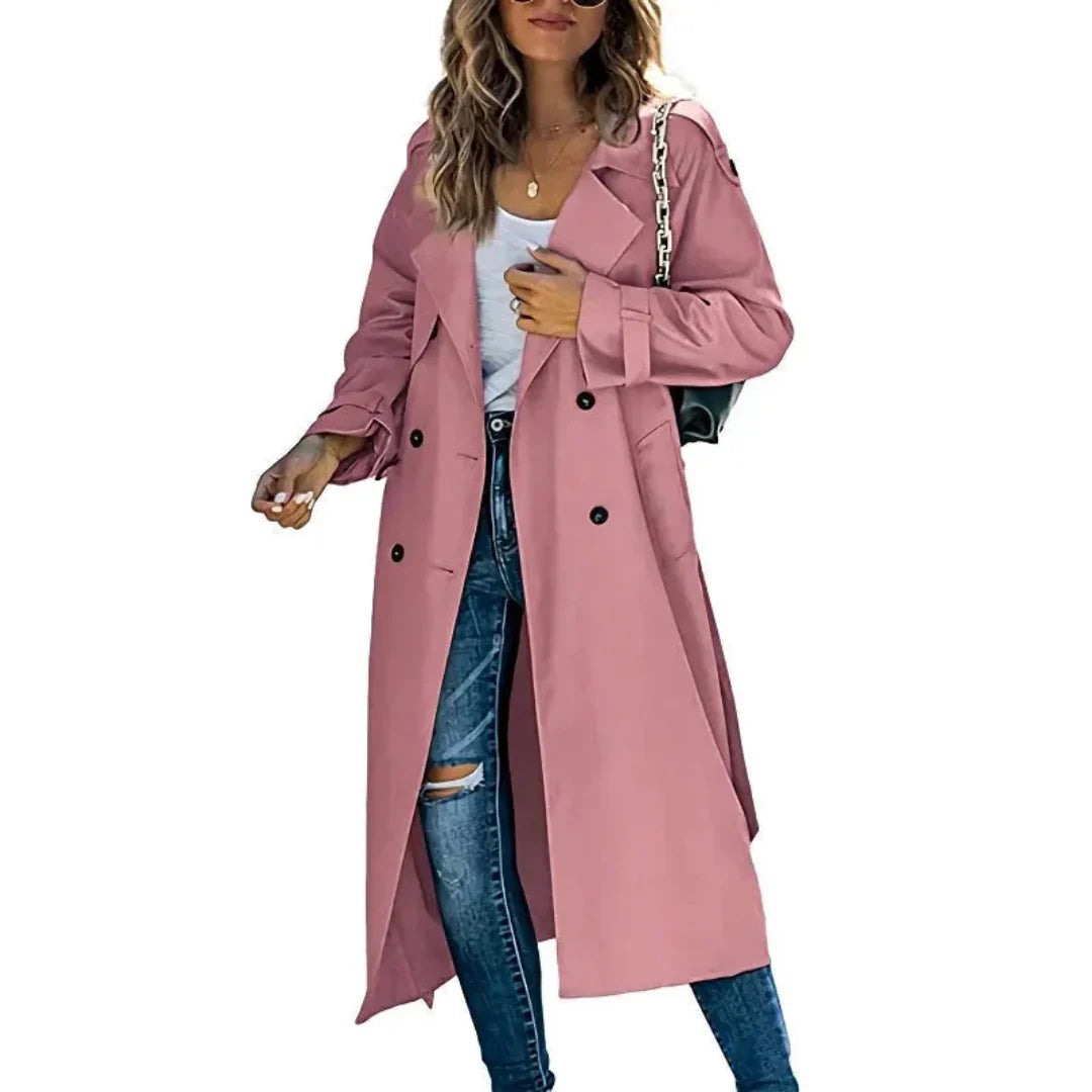Women's Elegant Long Trench Coat-Fashinly